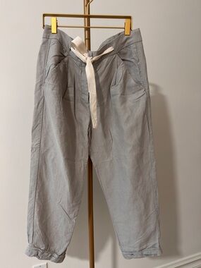 Wilfred Allant Linen Blend Pants Size 4 Light Grey Wide Leg Trousers